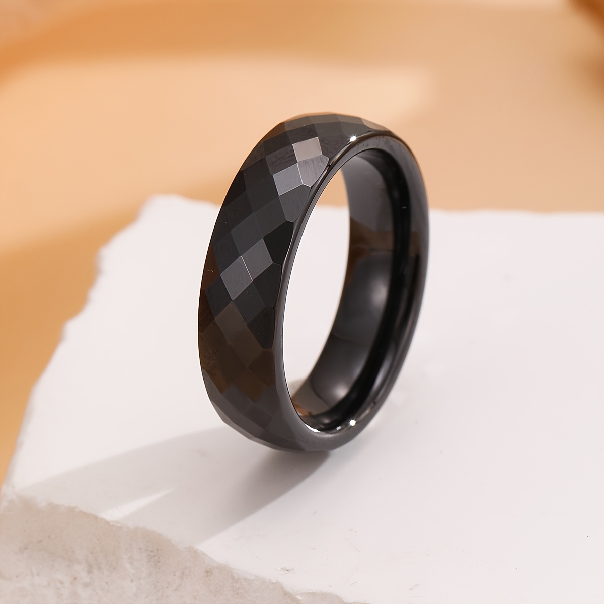 Geometric Cut Ceramic Ring for Couple